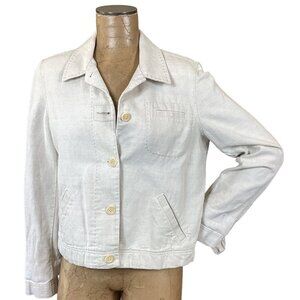 Ann Taylor Cotton-Linen Button-Up Jacket Natural Beige Sz M #291R